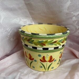 Southern Living Hand-Painted Floral Ceramic Pot